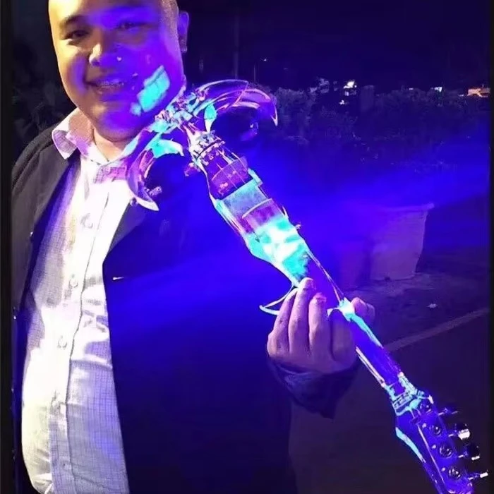 

Электронная скрипка Усовершенствованная светящаяся электронная скрипка ручной работы с прозрачными кристаллами