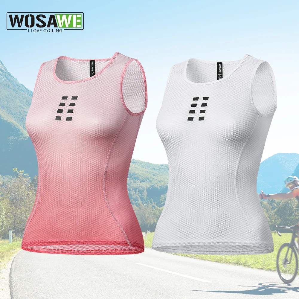 WOSAWE Women Cycling Base Layers Ladies Cycling Jersey Quick Dry Vest Breathable Pink Undershirt Elastici Vest Road Bike Jerseys