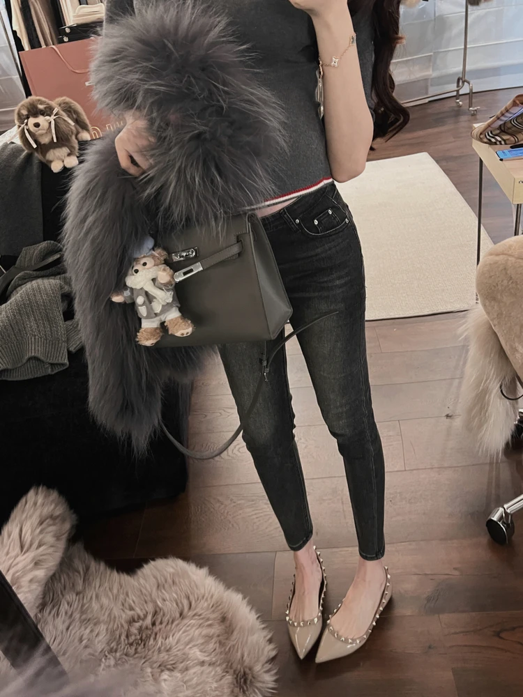 

Женские джинсы с высокой талией, утягивающие, облегающие, укороченные (7/8), моделирующие фигуру, осенняя мода