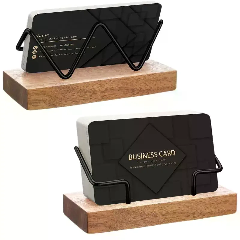 1Pcs Wooden Business Card Display Stand Wood Business Card Holder For Desk Postcard Holder Office Home Desktop Accessories view 5
