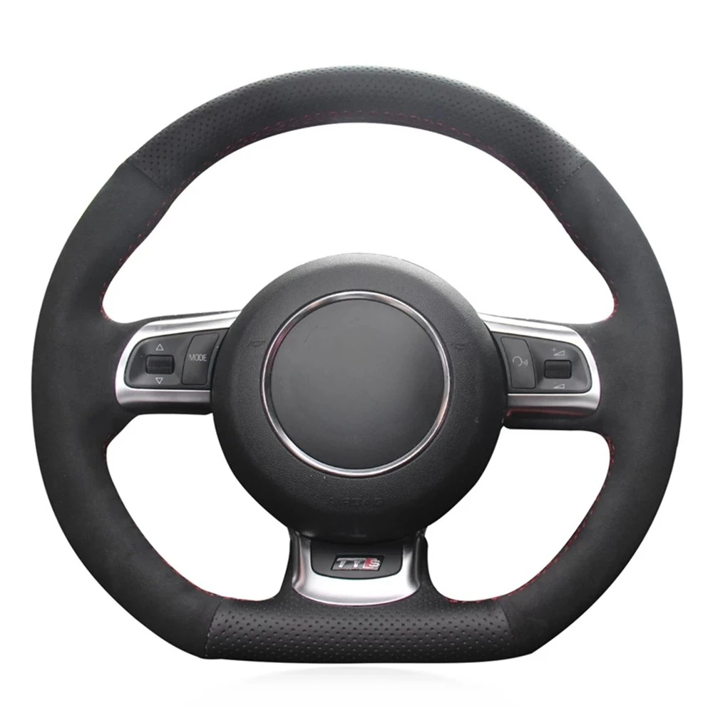 Non-slip Black Suede Leather Car Steering Wheel Cover For Audi R8 2008-2010 TT 2008-2015 TTS 2009-2015 TT RS 2012-2013