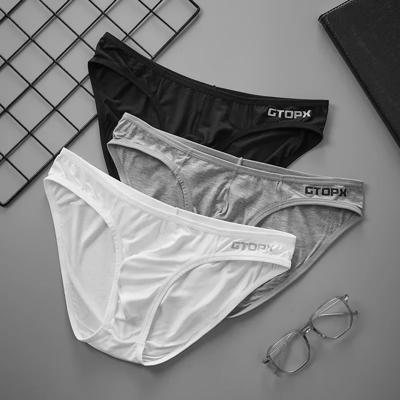 Men's single-layer U convex low-waisted thin simple pouch sweat-absorbing breathable briefs panties