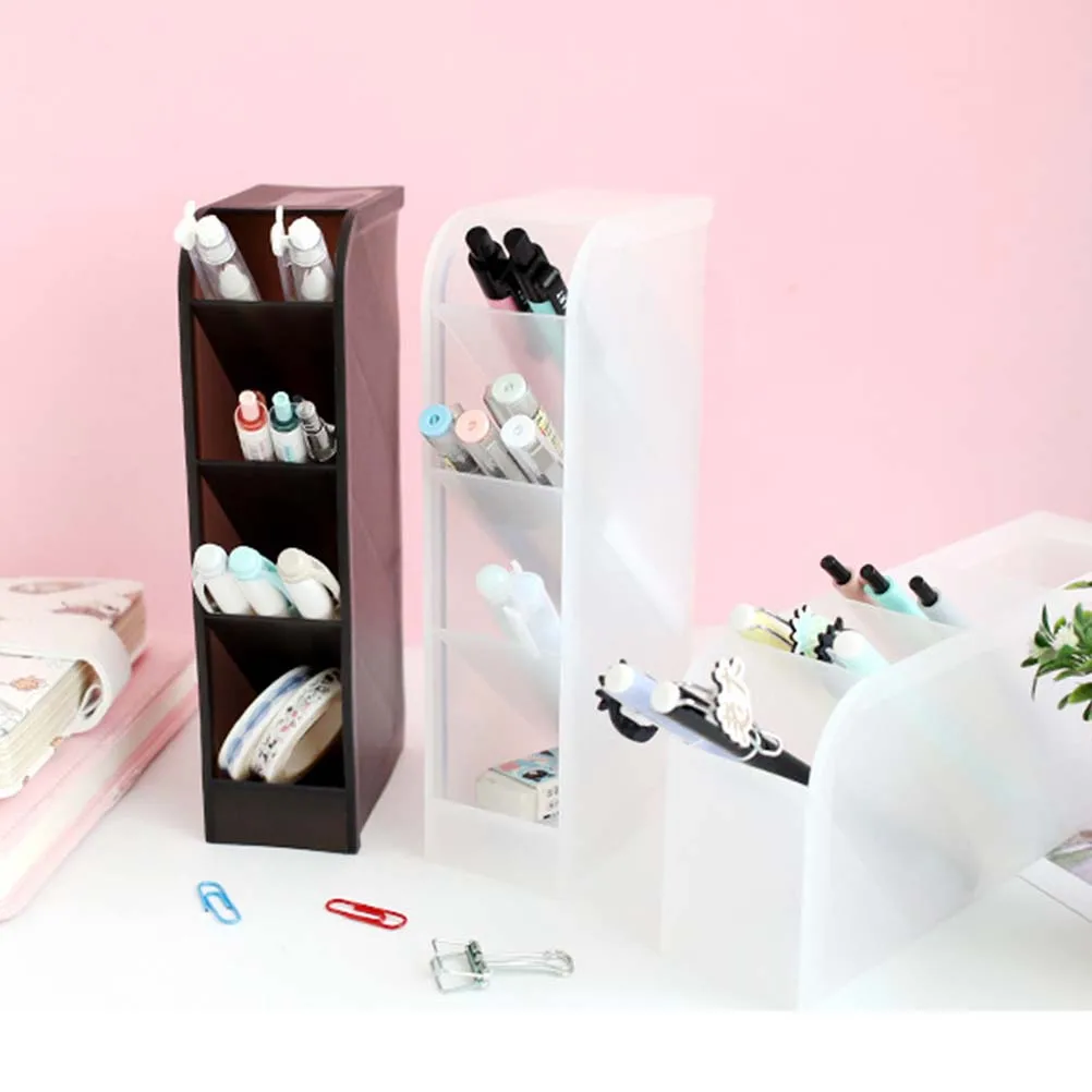 

Plastic Pen Holder Stationery Organizer Desk Tidy Pencil Container Black Lightweight Portable For Pens Cosmetics