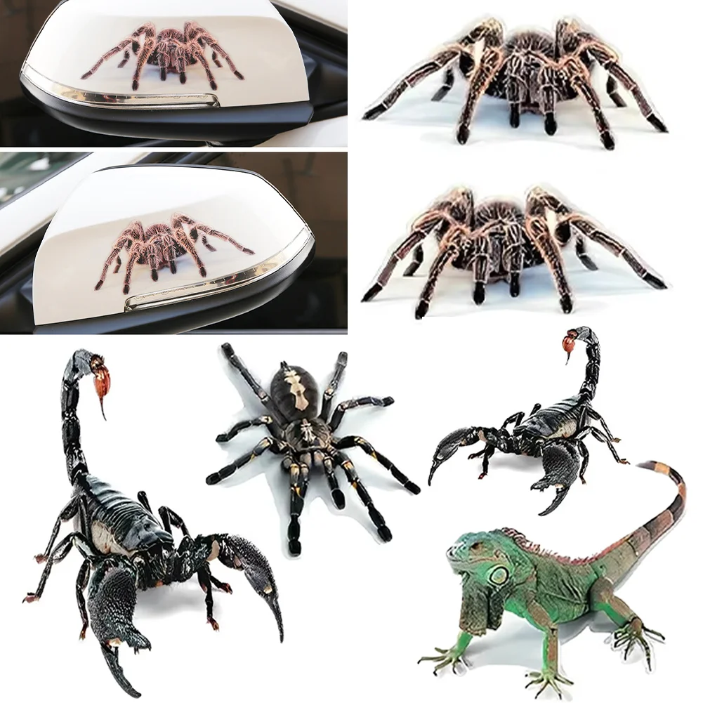 

Funny Car 3D Sticker Decals Spider Lizard Scorpion Sticker 3D Animal Pattern Cover Scratch Auto Decoration Waterproof Stickers