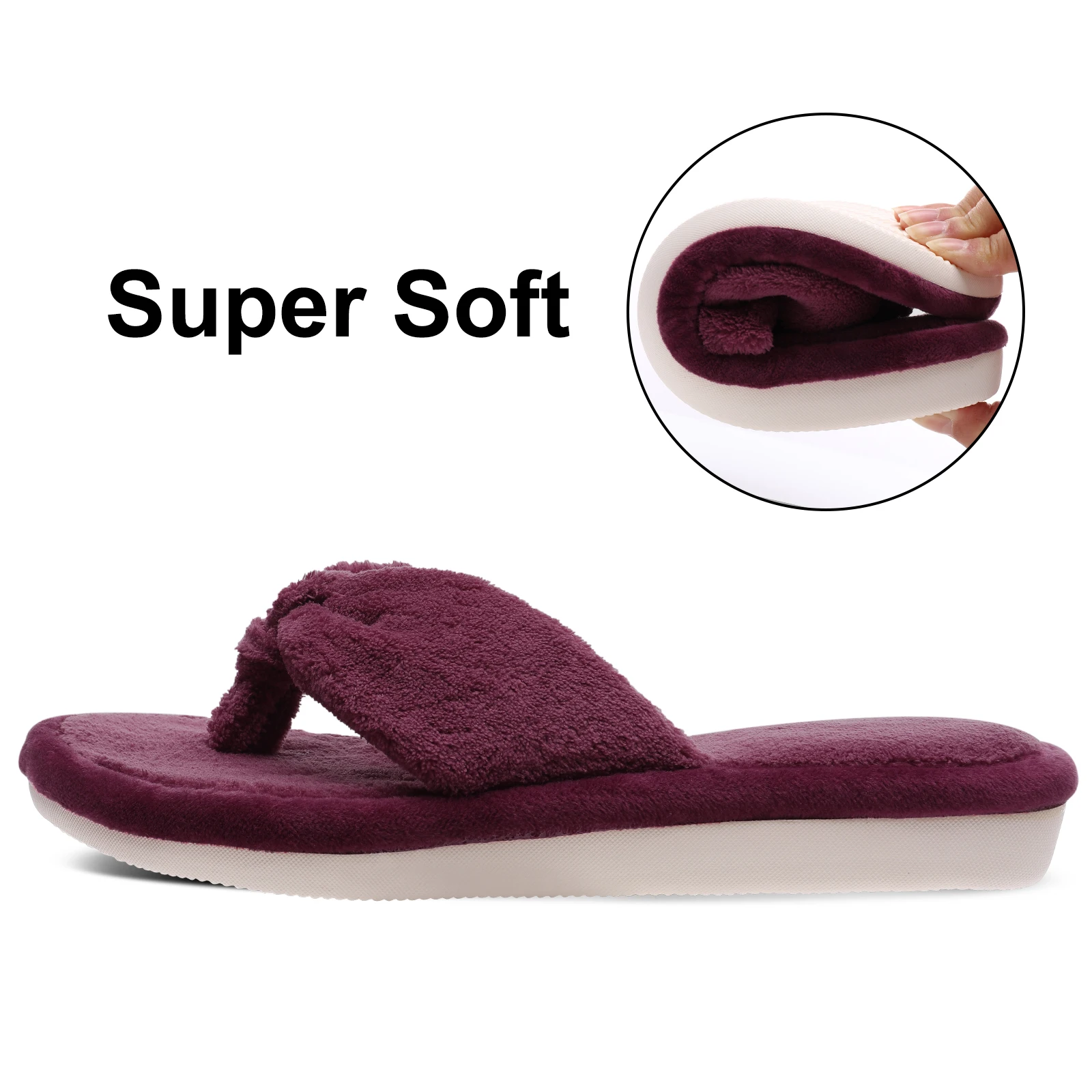 Litfun Cozy Fur Flip-flops Winter Women Slippers Indoor Warm Flat Bottom Cloud Slippers For Fluffy And Plush Non-slip Home Shoes