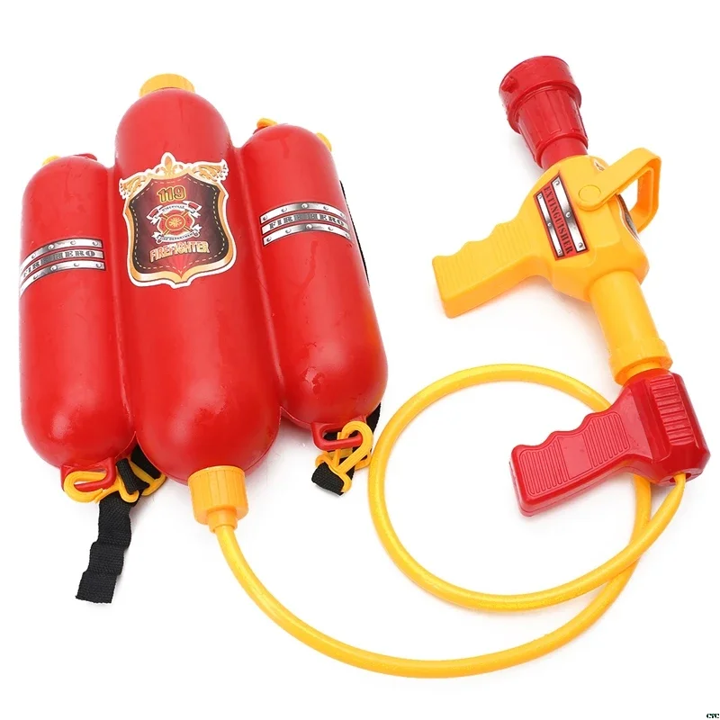 Fire Backpack Water Gun Large Capacity Fireman Water Guns Pull Out Shooting Summer Pool Beach Water Games Outdoor Toy