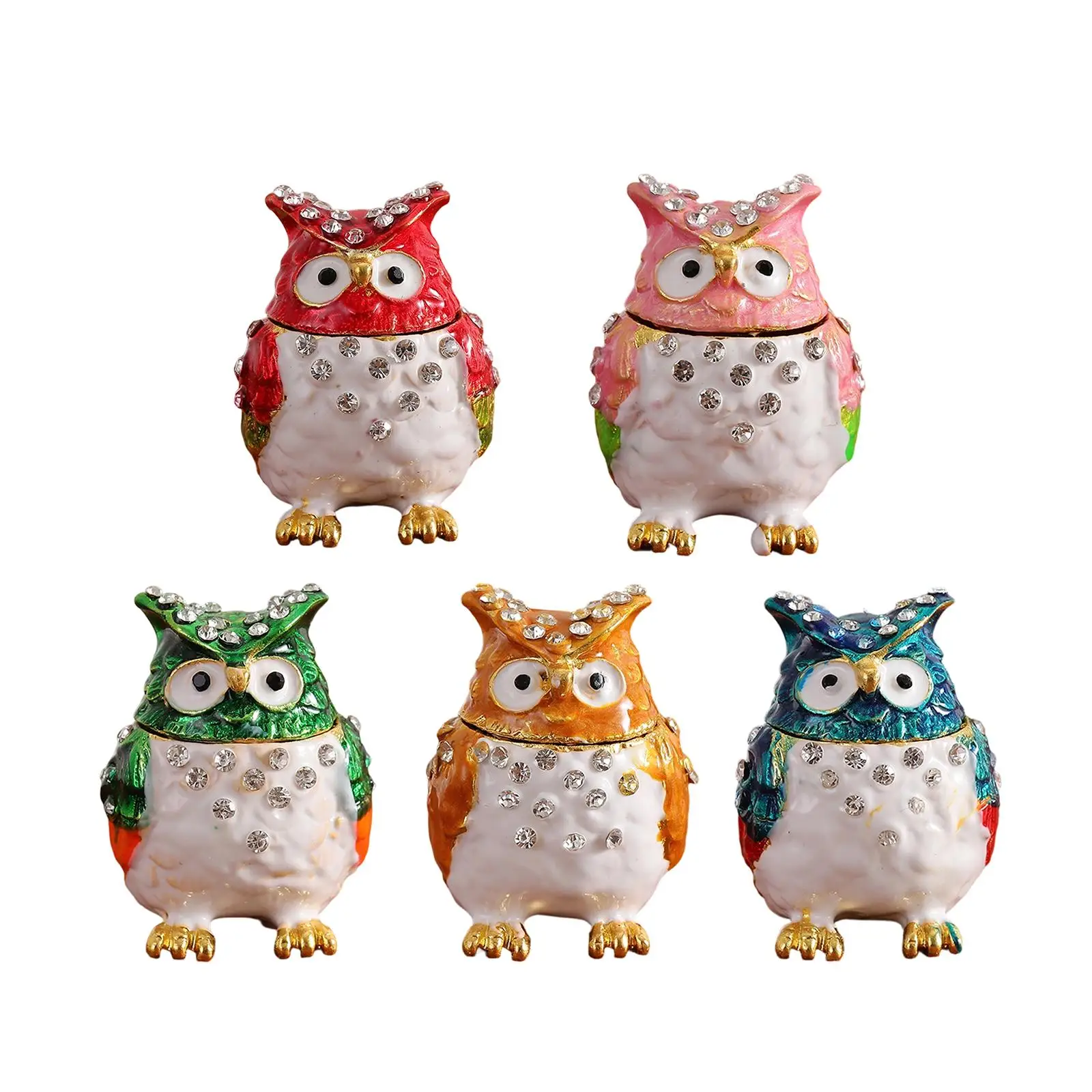 

Owl Trinket Box Jewelry Box Desktop Unique Owl Figurine Jewelry Organizer for Earrings Rings Charms Gift Idea Home Decoration