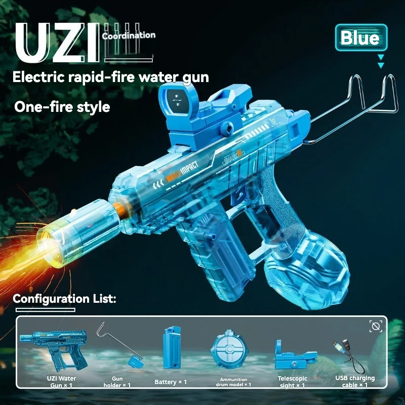 

Summer New Product MK3 Flashing Light High Speed Continuous High Capacity Linkage Rebound Fire Uzi Children's Toy Water Gun