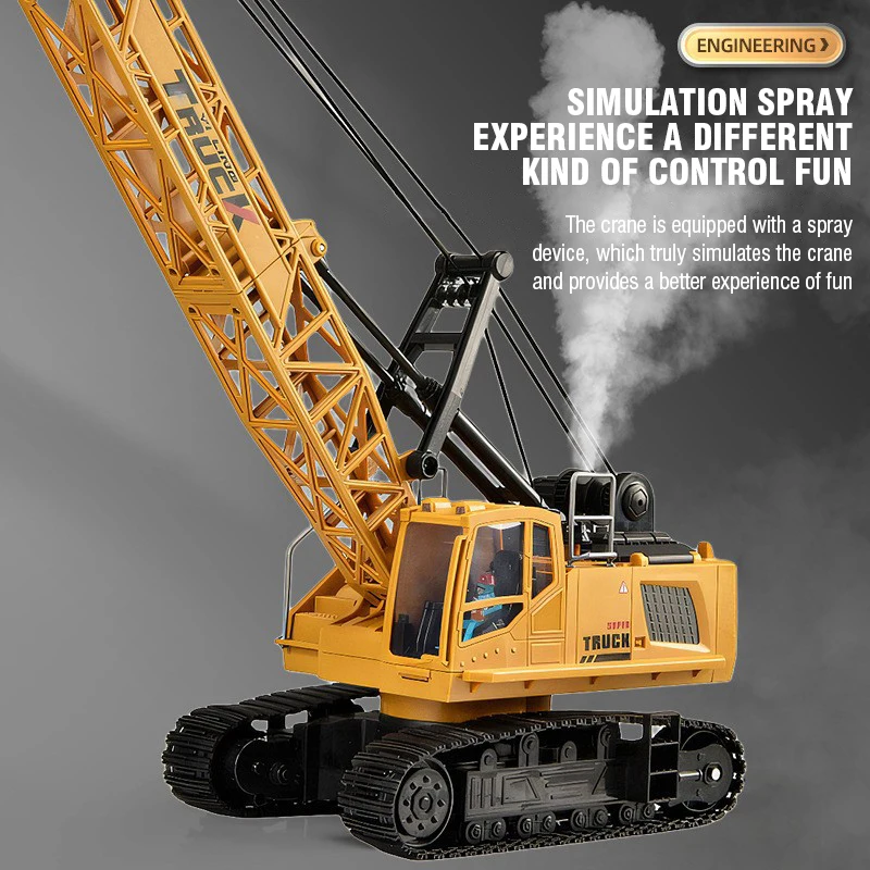Rc Car 2.4G Alloy Remote Control Crane Simulated Crane Engineering Vehicle Light Spray Hook Crane Toy Car Kids Xmas Newyear Gift