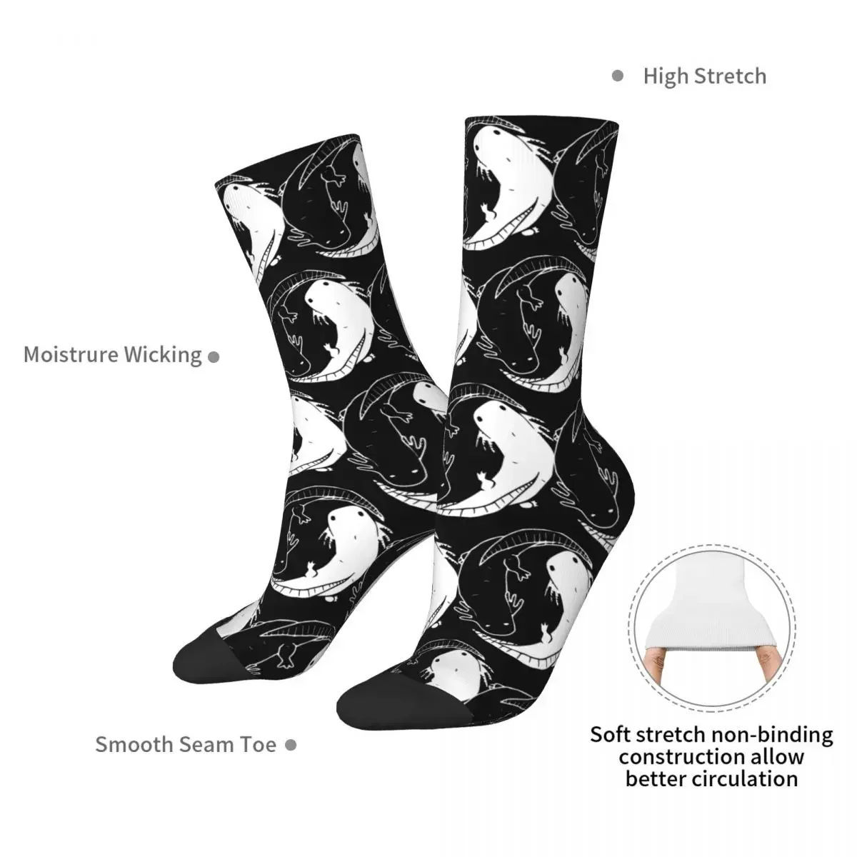 Axolotl-Calcetines largos de Yin Yang para hombre y mujer, medias absorbentes de sudor Harajuku, accesorios para todas las estaciones, regalos