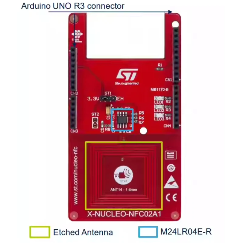 X-NUCLEO-NFC02A1 Dynamic NFC Tag Expansion Board - M24LR-Based, Compatible with STM32 Nucleo for Embedded NFC Projects
