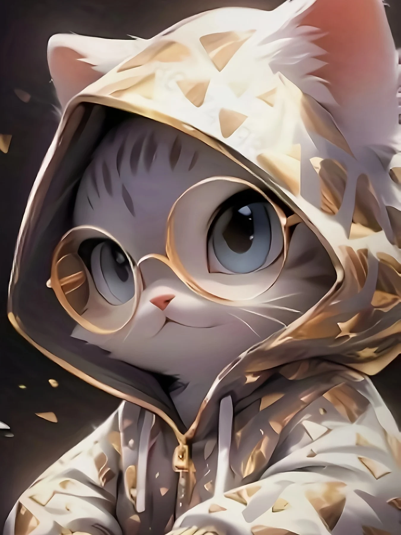 Men's T-Shirt Animation Style Cat With Hoodie Glasses Pattern 3D Printing Tees Short Sleeve T-shirts Oversized Men Clothing Tops image 3