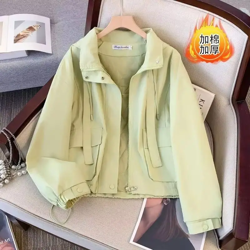 

Женское хлопковое пальто, новинка 2026, хлопковая утепленная короткая хлопковая куртка, осень-зима, свободная верхняя одежда с капюшоном, рабочая одежда, женская