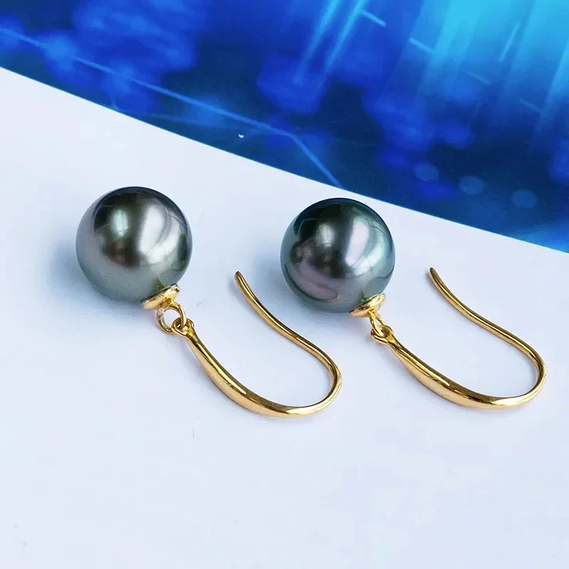 

Tahitian Black Pearl Stud Earrings For Women,WeddingReal 18K Yellow Pearl Gold Earrings Wife Mother Gift