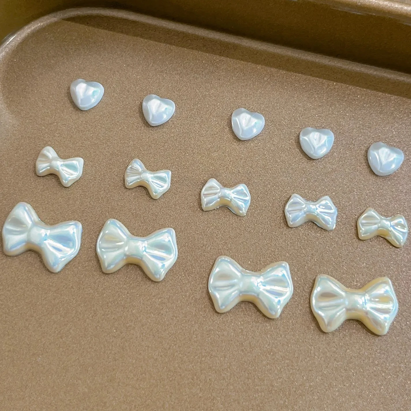 

Cute Bow Tie Love Heart Pearl Star Mini White Bowknot Alloy Butterfly Ribbon Nail Art Decorations Charm DIY Manicure Accessories