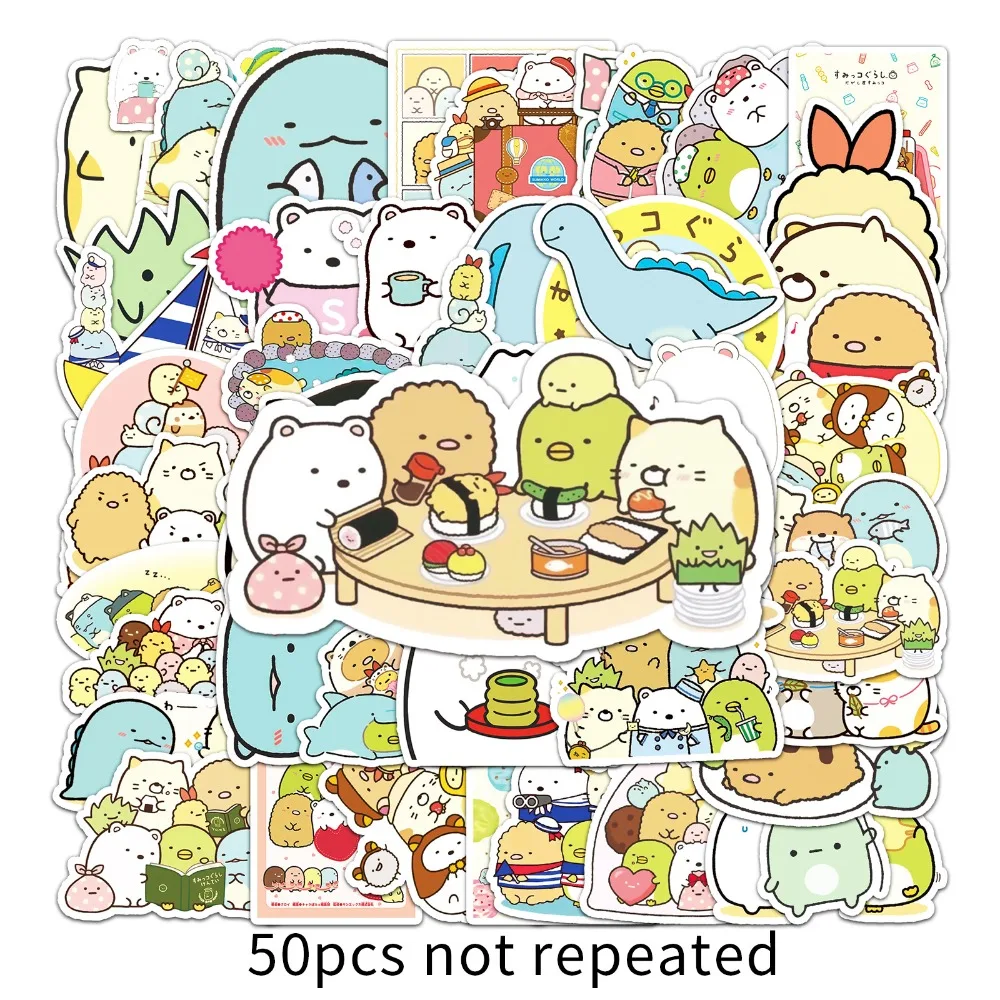 50 قطعة من ملصقات الرسوم المتحركة Sumikkogurashi المقاومة للماء على شكل مانغا ياباني لطيف كرتوني أشياء صغيرة رسم خربش زينة هدية #5