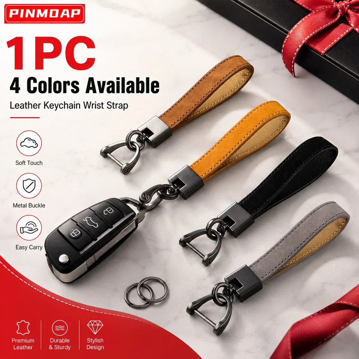 PINMOAP Car Keychain Wristlet Strap D Ring Key Holder Soft Touch Loop Lanyard With 2 Key Rings For Keys Bag Purse Accessories