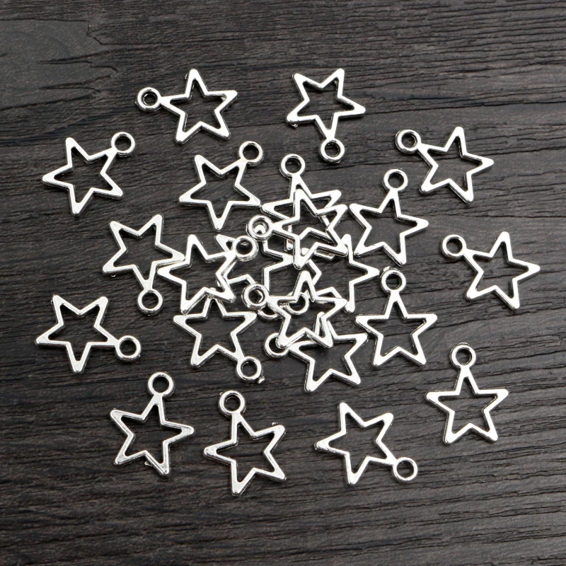 100pcs Star Charms Antique Pendant fit,Vintage Tibetan Bronze Gold Silver color,DIY Jewelry Making For Bracelet Necklace