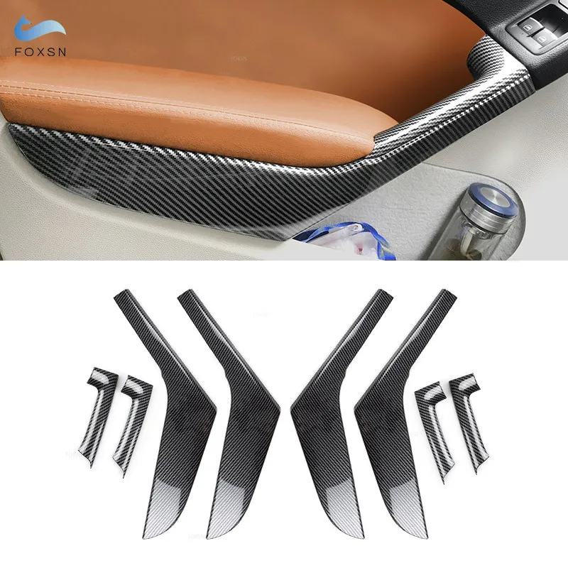 For VW Golf 6 MK6 2010 2011 2012 2013 ABS Carbon Fiber Texture 8pcs Interior Door Armrest Pull Handle Cover Protective Trim