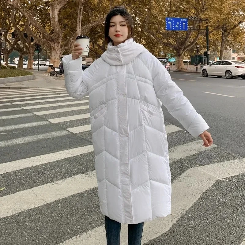 Warm Winter Puffy Hooded Long Women Parkas Glossy Thick Cotton Padded Windproof Parcas Overcoat Casual Loose Snow Wear Jaquetas