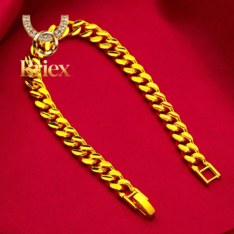 Briex Jewelry AU999 Watch Buckle Bracelet Women's 24K Gold - Shiny watch buckle, non-deformable chain, value-preserving,top jewe
