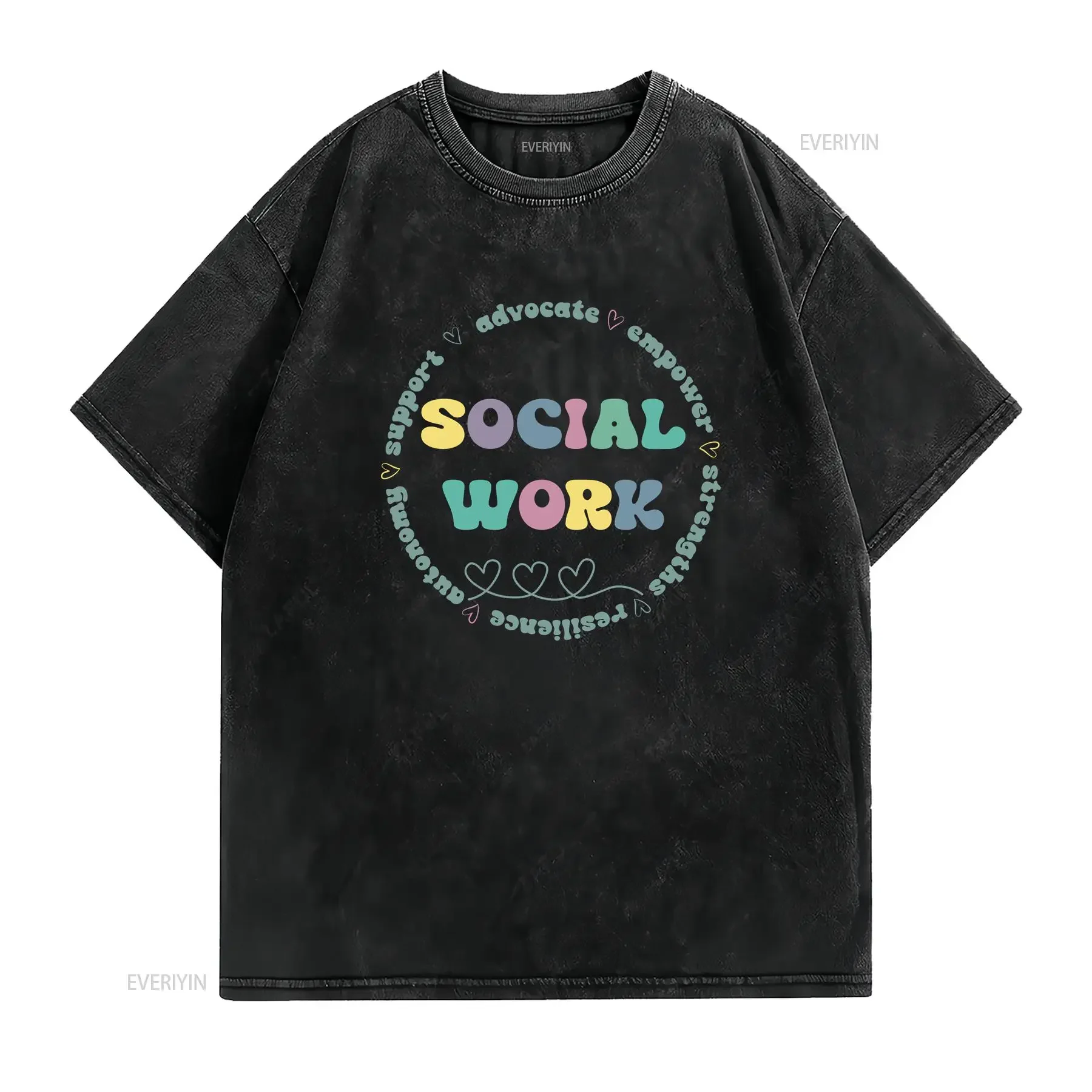 Social Worker T Shirt School Outfit Work Student Graduation Coworker For Appreciation Month vintage Washed fashion graphic