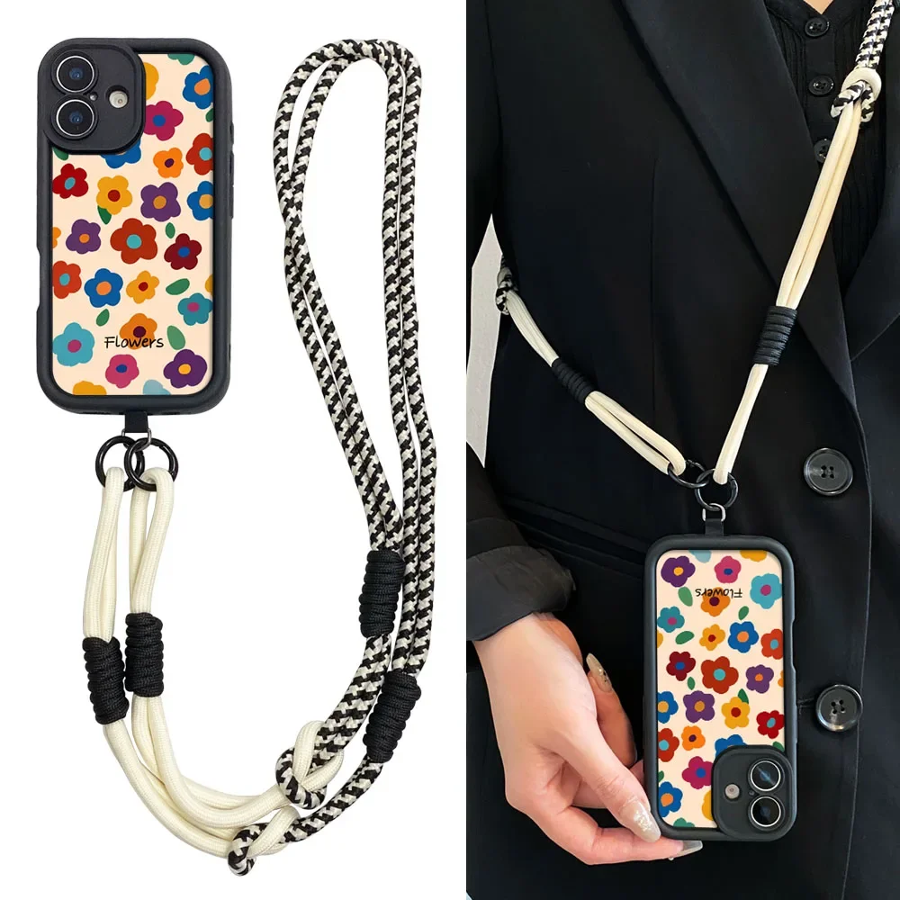 Ypm5 المعصم سلسلة Crossbody الحبل الحال بالنسبة Xiaomi Poco X6 F6M6F7 X7M7 F5 X5 X3 M3 Pro C55 C50 C51 C65 C75 C71 الأزهار غطاء الهاتف