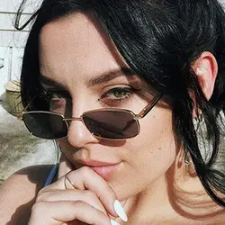 Small Rectangle Sunglasses Women Metal Square Vintage Sun Glasses Brand Designer Men Retro 90s Trendy Gradient Eyewear Shades