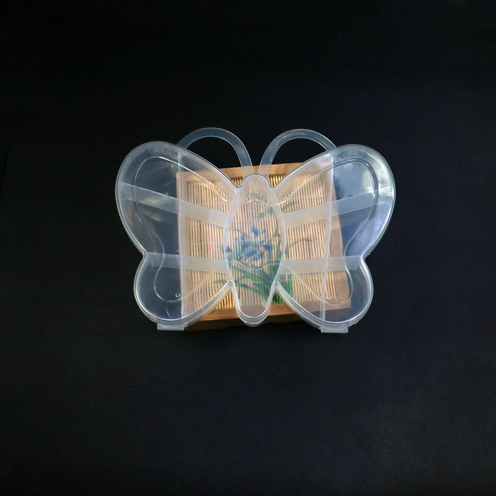 

7-compartment Butterfly-shaped Transparent Plastic Box with Portable Flip Lid Design for Jewelry Material Organization Storage
