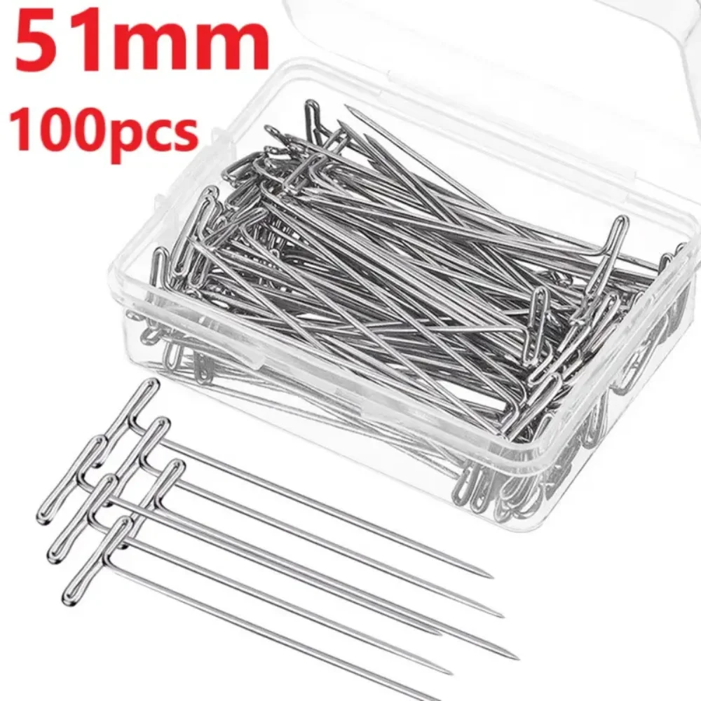 

100PCS High QualityT Pins,Wig Pins (38mm/51mm) Sewing Pins T Pins Foam Head Sewing Needles Straight Pins