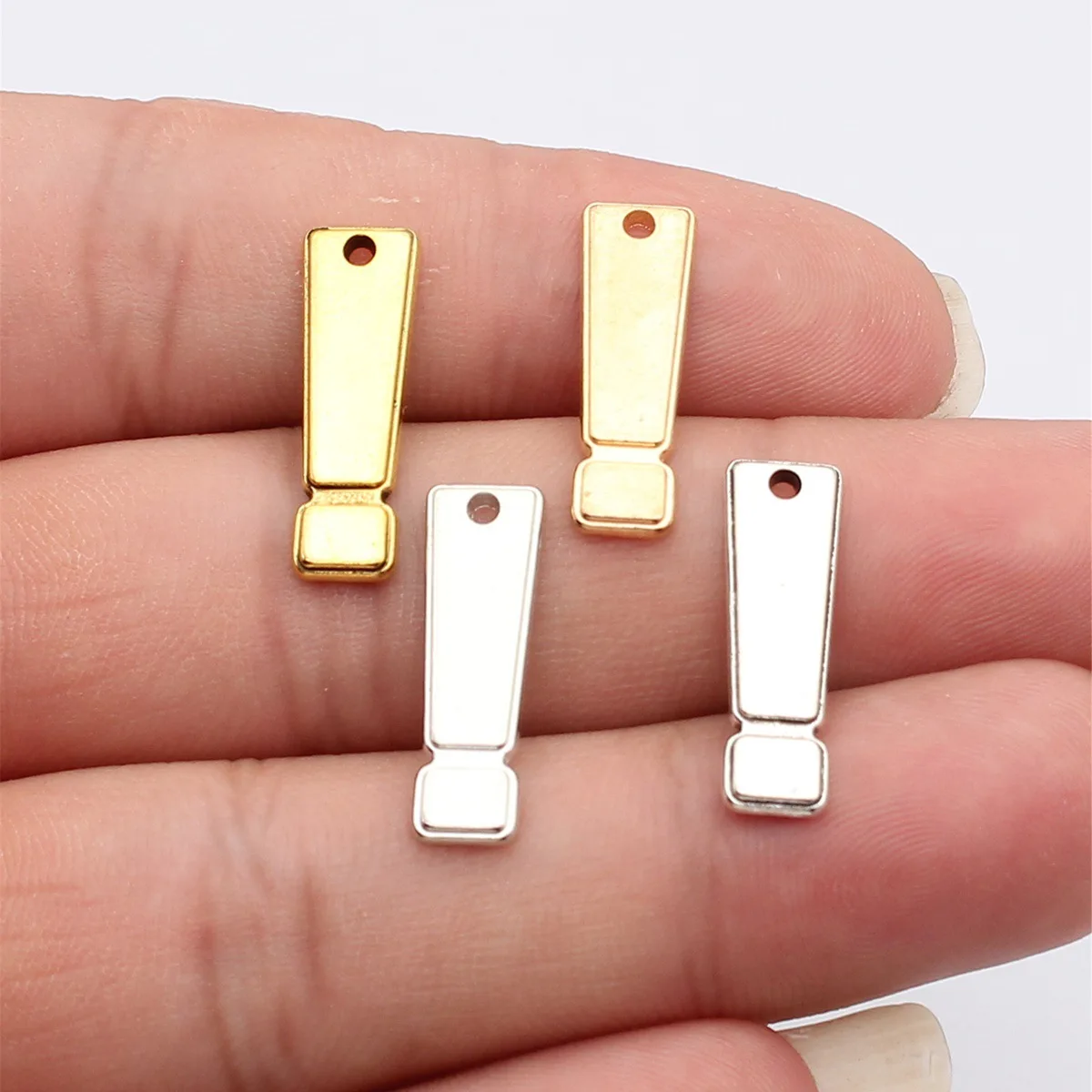 WYSIWYG 20pcs 22x7mm 4 Colors Antique Silver Color Kc Gold Color Rhodium Color Antique Gold Color Exclamation Mark Charms