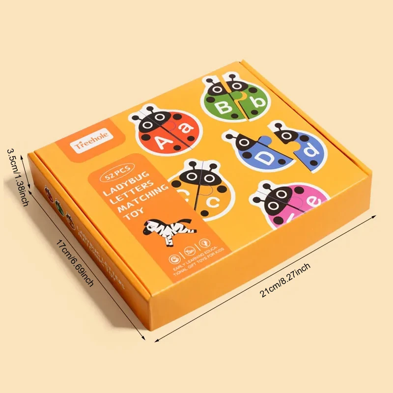 Puzzle in legno con alfabeto coccinella, carte fronte-retro, giocattolo per l'apprendimento delle parole e lettere per bambini, gioco da tavolo interattivo