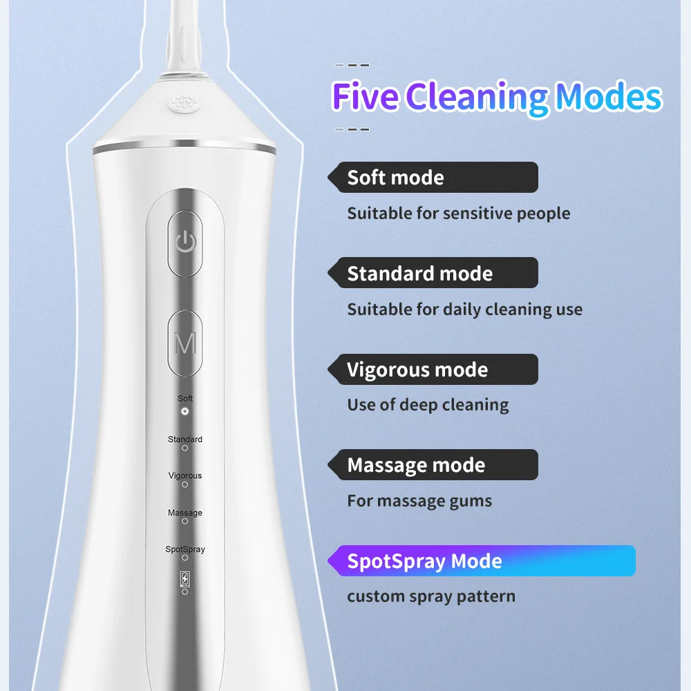 Oral Irrigator Dental Teeth Whitening Home Appliance Sonic Water Flosser 220ML Tank Teeth Cleaner Dental Water Jet