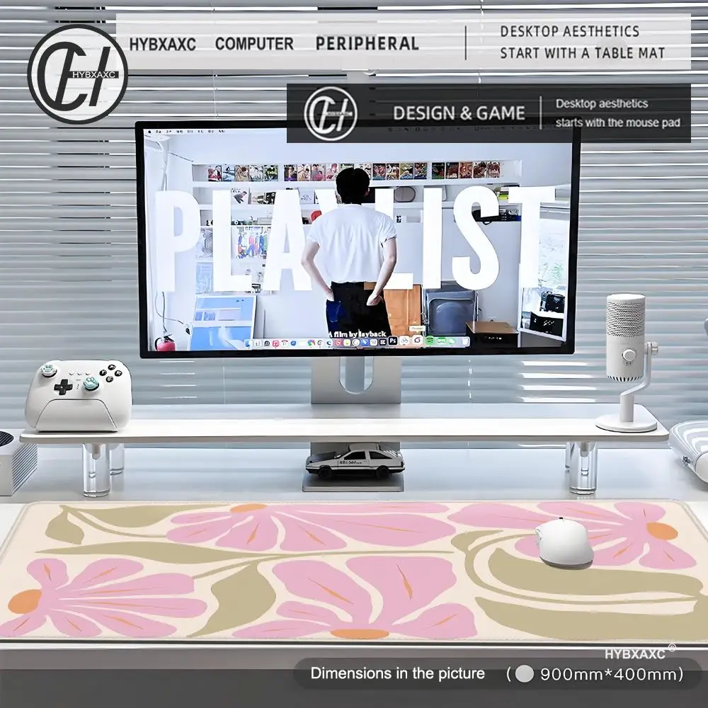 90x40 Pink Abstract flower office desk mat Large computer mouse pad Gift Game Player desktop accessories Keyboard protection pad