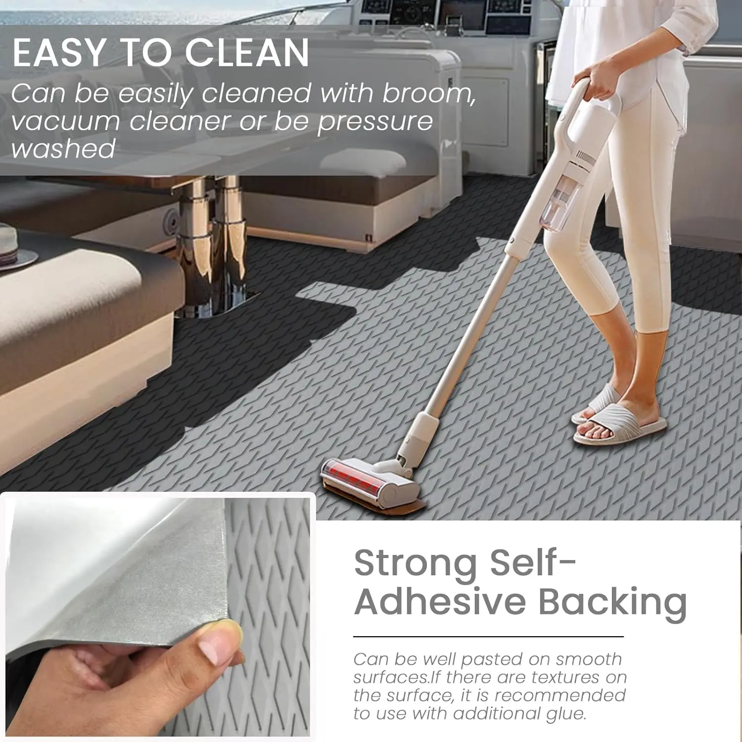 2400x410x5mm EVA Foam Boat Flooring Pad Diamond Non-slip Self Adhesive Decking Sheet Yacht Marine Mat DIY Surfboard Traction Pad