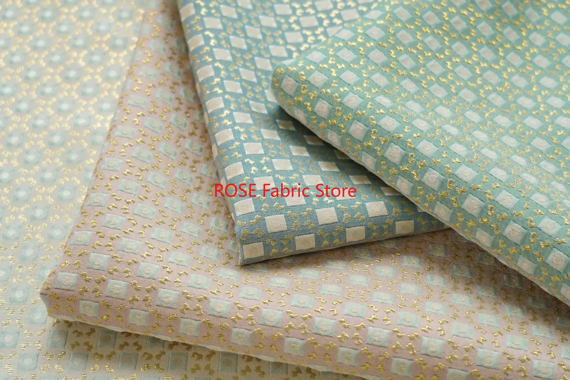 1-метровая золотая шелковая рельефная жаккардовая ткань с геометрическим рисунком, простое платье, юбка, сумка, наволочка, декоративная швейная ткань