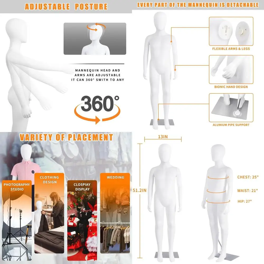 

Регулируемый детский манекен - реалистичный разборный манекен для демонстрации, 51,2 дюйма