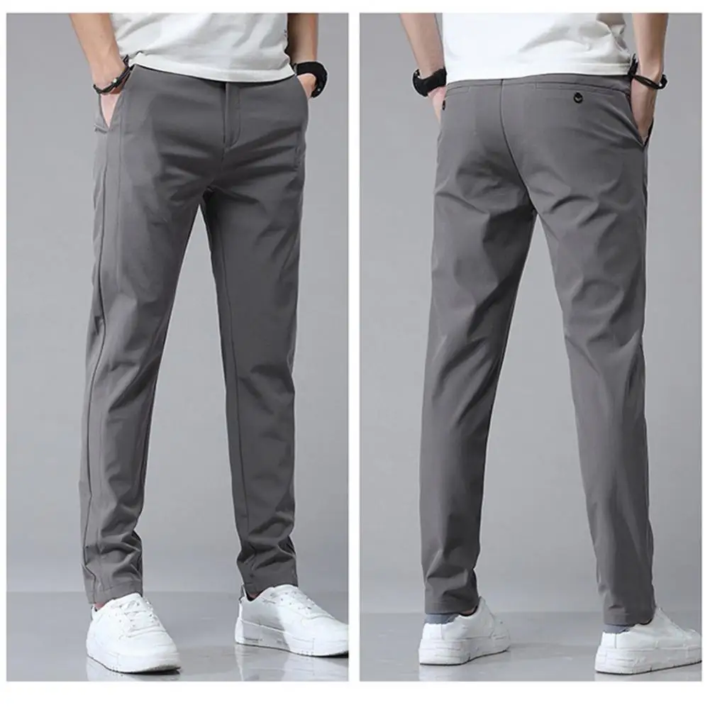 

Men Casual Trousers Men's Quick-dry Breathable Pants with Pockets for Spring Autumn Loose Straight Solid Color for Casual