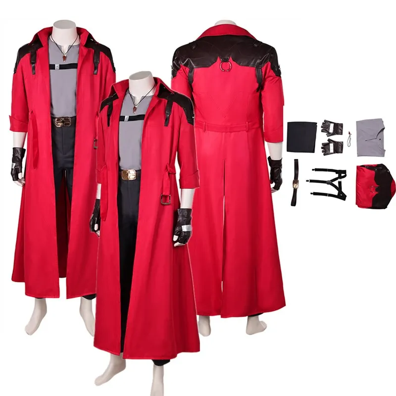 Fantasia danta cosplay traje dmc roleplay adulto homem camisa casaco calças colar luvas roupas halloween carnaval festa terno