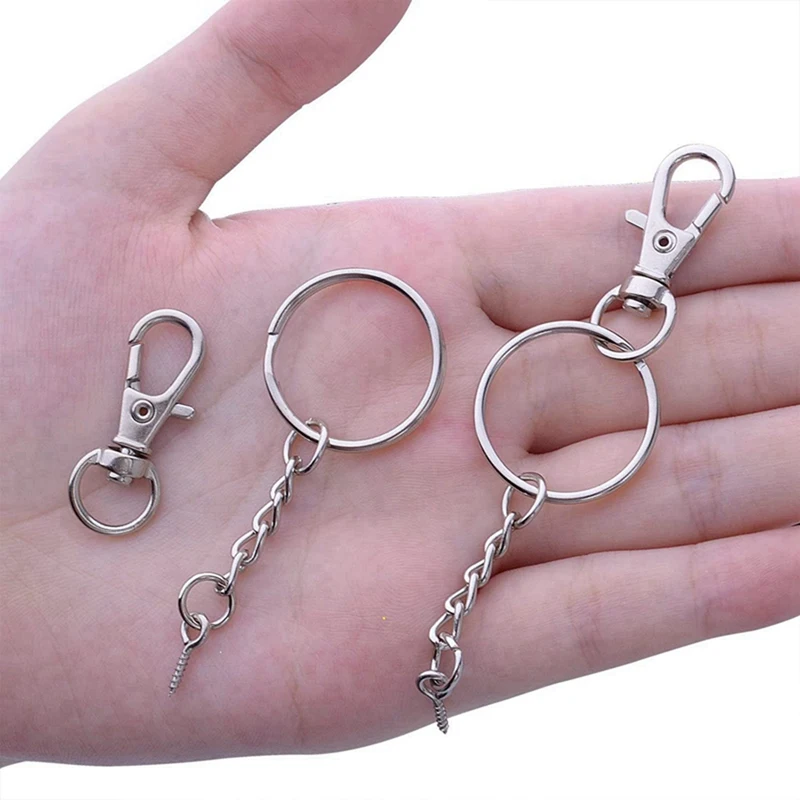 150 Pieces Metal Swivel Clasps Lanyard Snap Hook Lobster Claw Clasp And Key Rings Keychain With 11Mm Screw Eye Pins