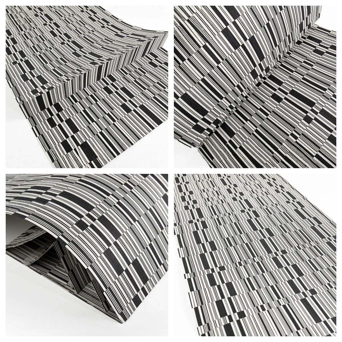 

Black White Stripe Tech Mixed Veneer 0.4-0.5mm – 250x58cm for Hotel Furniture Veneering(Backing Non-woven Fabric)