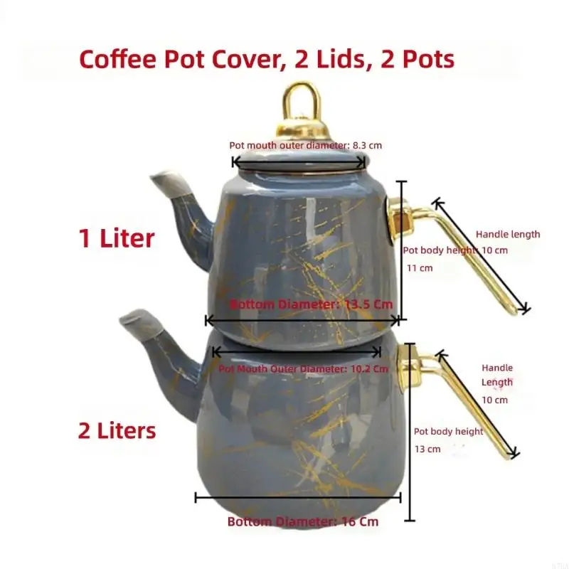 Lidded Beverage Serving Pots Pair Designed for Separating Water and Tea and Pouring Each Beverage During Service 87HA