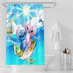 Stitch Toilet Accessories Bathroom Shower Curtain Waterproof Anime Home Curtains For Living Room Sets Luxury Full Set