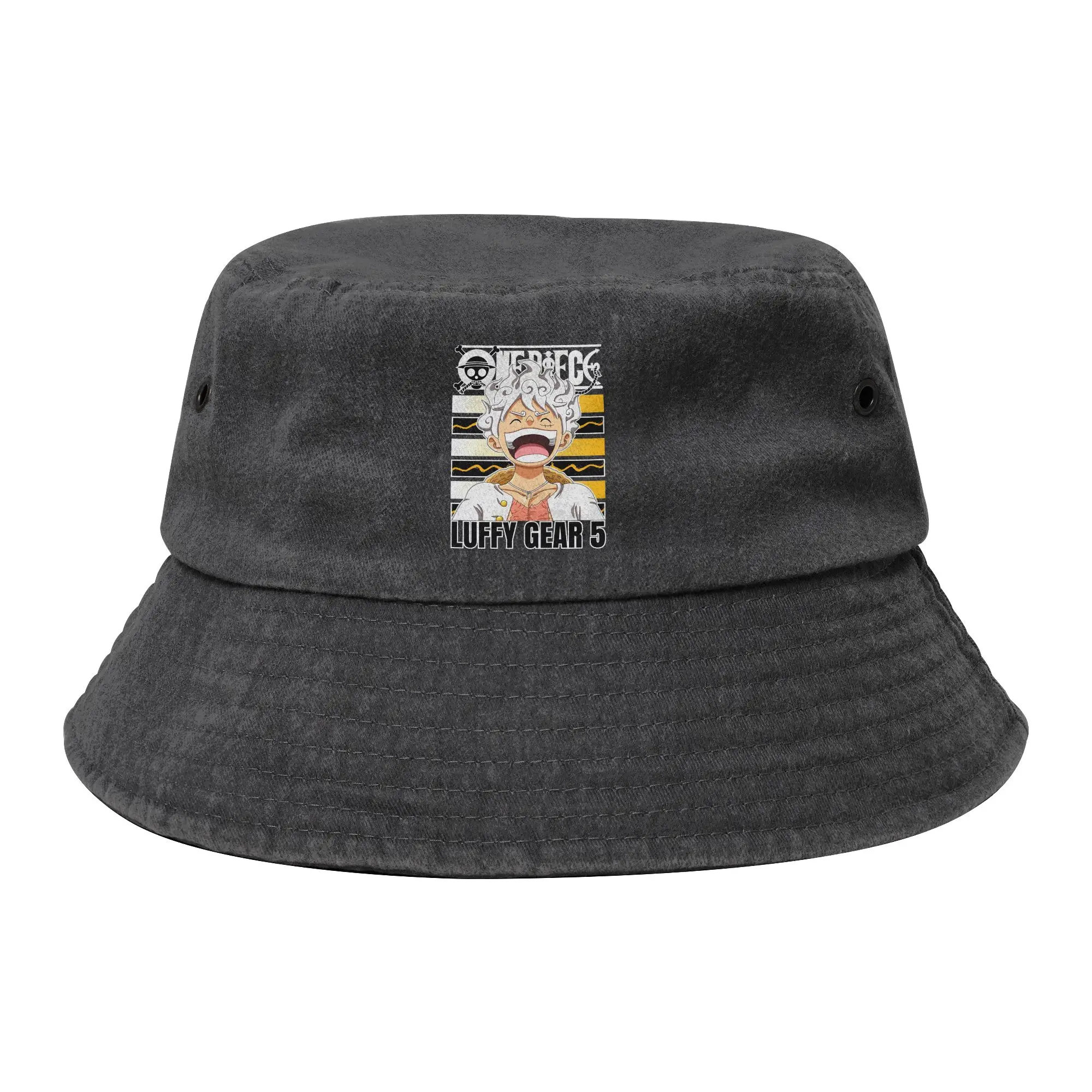 Travel The Best Leader One Piece Bucket Hat Unisex Distressed Washed Sun Hat Monkey D Luffy Bob Hat Fishing Hats