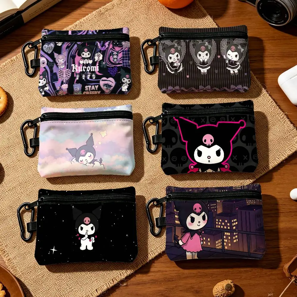 K-KuromiS Kawaii Fashion Wear-resistant Oxford Cloth Coin Purse Portable Backpack Hanging Card Storage Bag