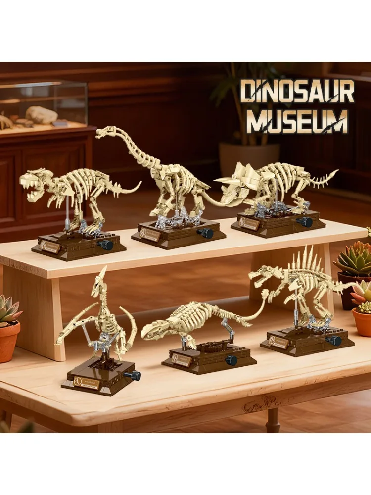 Klocki konstrukcyjne Muzeum Dinozaurów Szkielet Tyranozaura rex Triceratopsa Pterodaktyla DIY Figurki do składania Zabawki na prezenty — 2