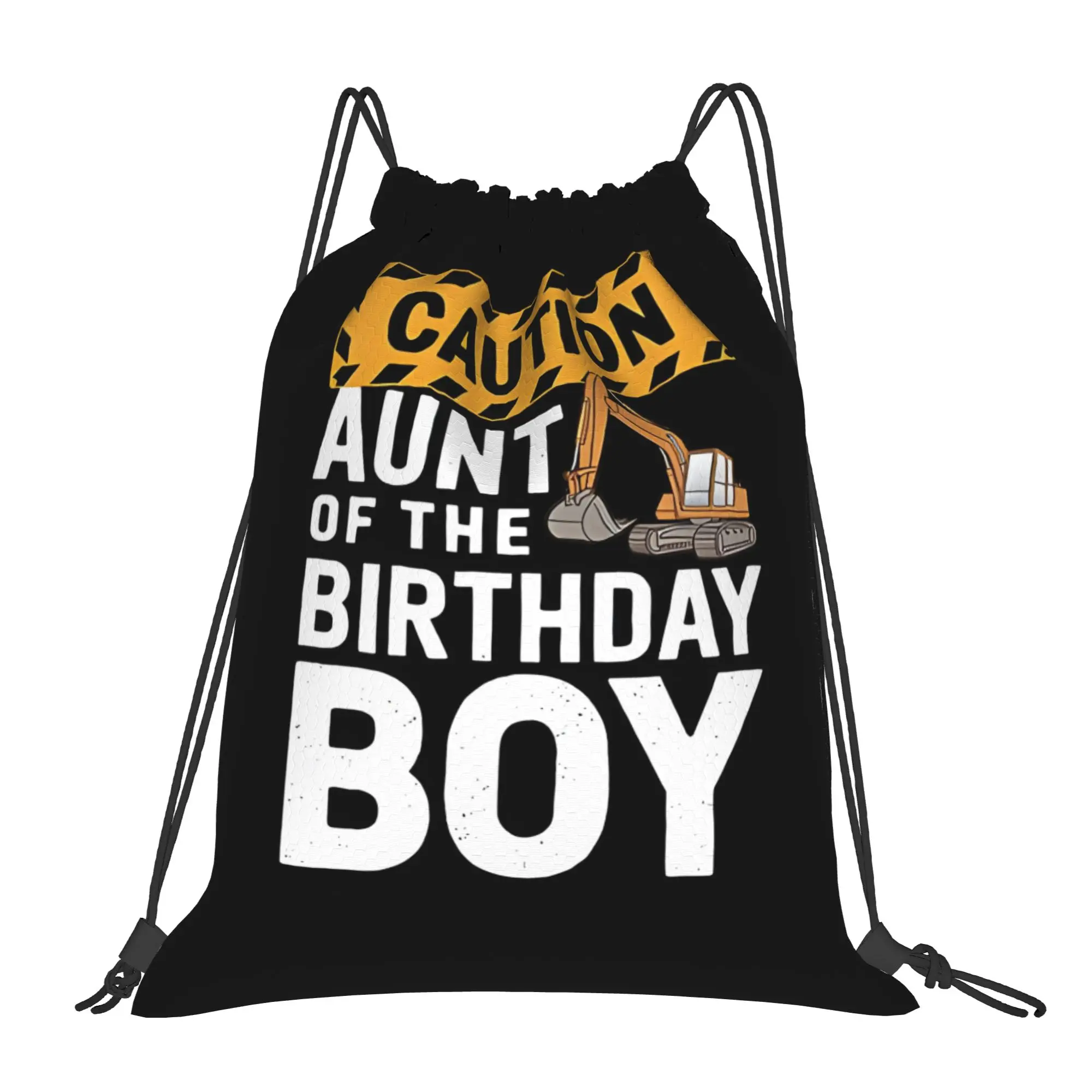 Vintage Excavator Aunt Of The Birthday Construction vehicle Portable Sports gym Drawstring Bags Storage Backpacks For Teen Boys