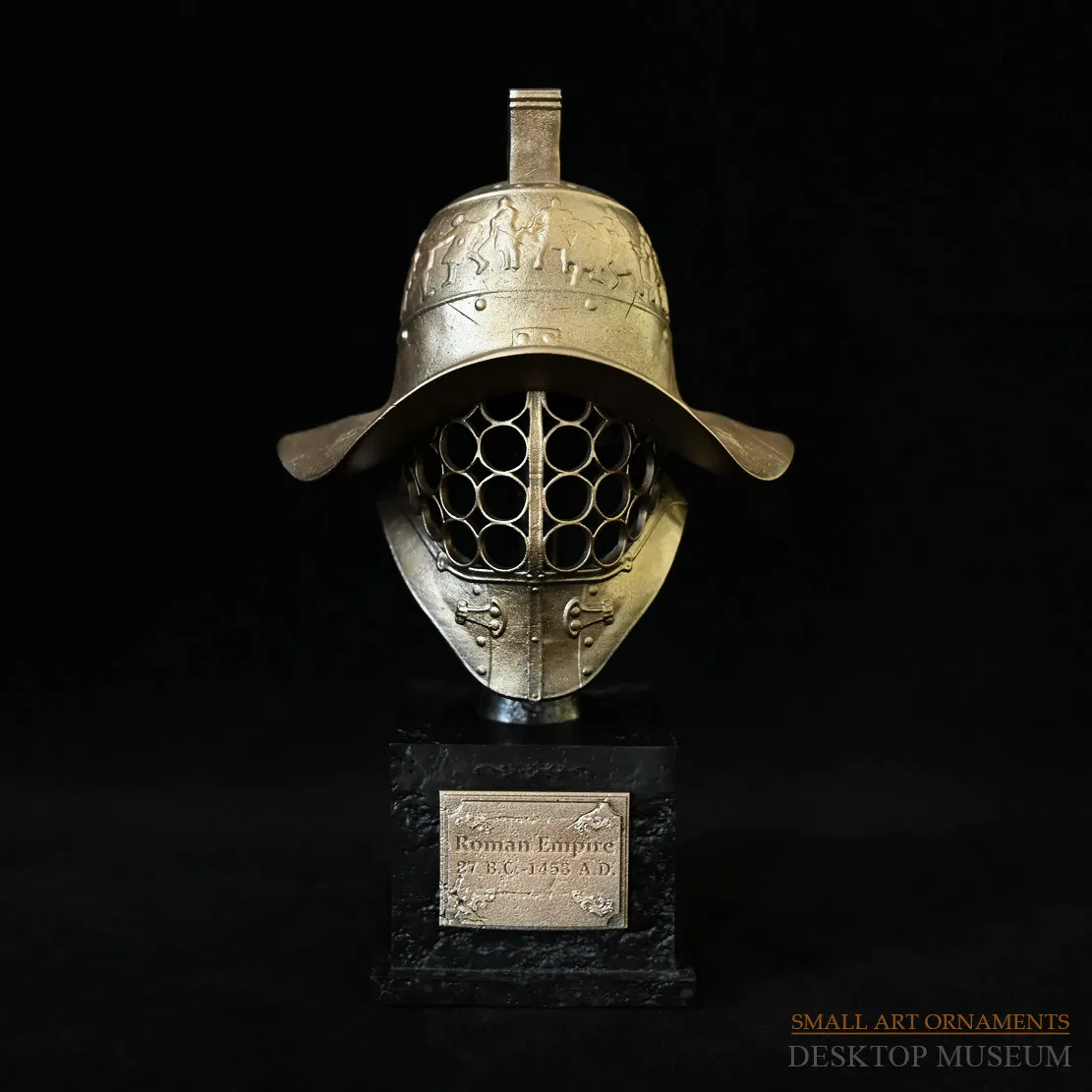 170MM Roman Gladiator Helmet Handmade Epoxy Resin Statue Desktop Decor Home Office Collectible