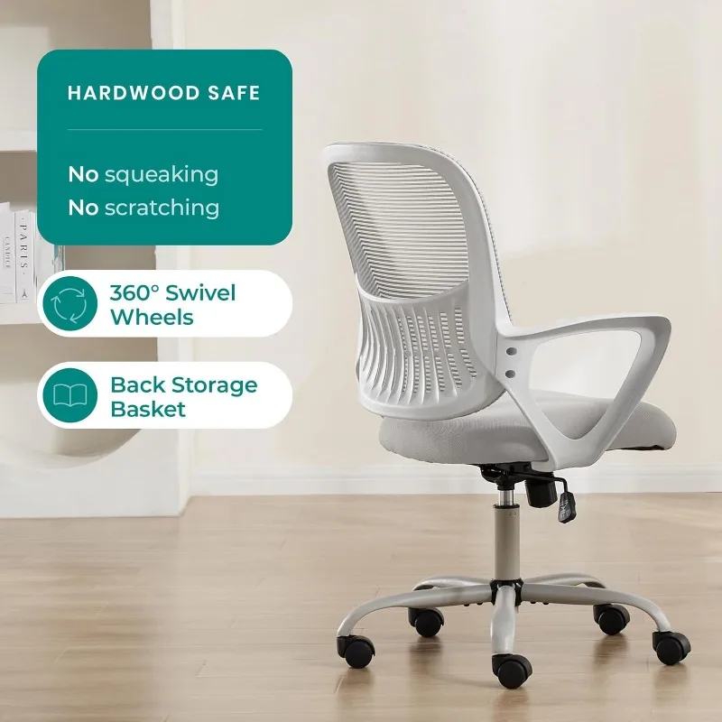 SMUG Office Computer Gaming Desk Chair, Ergonomic Mid-Back Mesh Rolling Work Swivel Task Chairs with Wheels, Comfortable