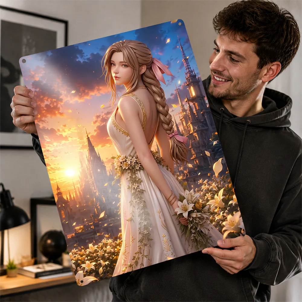Elegant Princess In A Fantasy Sunset Textured Poster Personalized Aluminum Metal Sign Dark Gothic Style Wall Art Bedroom Decor